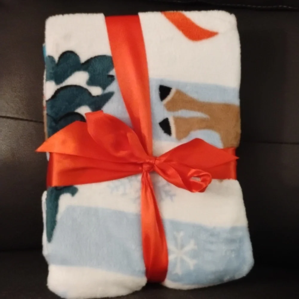 New Rudolph the red nosed reindeer throw and reindeer slippers - Picture 3 of 3